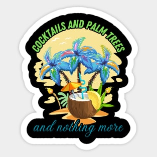 COCKTAILS AND PALM TREES Summer Holidays Sticker